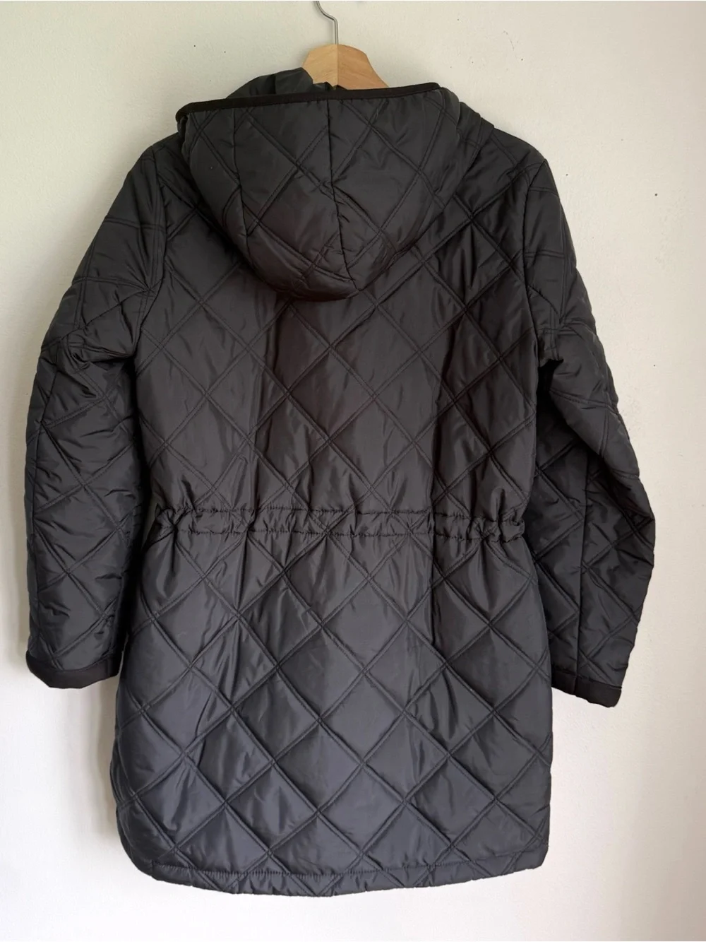 Ralph Lauren Black Label Crest-Patch Diamond-Quilted Hooded Coat in Black